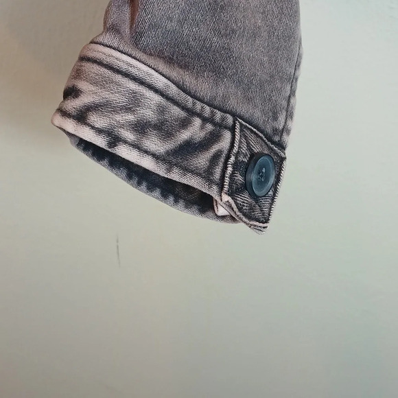 ANTHROPOLOGIE Bibiana Bomber Denim Jacket Acid Wash Black Gray size LP - Picture 4 of 11